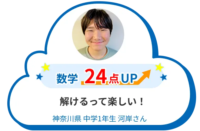中1 神奈川 河岸さん 解けるって楽しい！ 数学 24点アップ